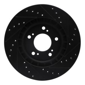 Acura NSX Brake Rotor (1) - Front Left - R1 Concepts - Drilled & Slotted - Black - `97-`05